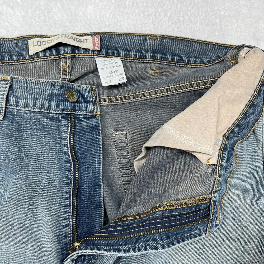 Levi's 559 Loose Straight Jeans Men's Blue Denim Pockets‎ Classic 37X29 - Flaws